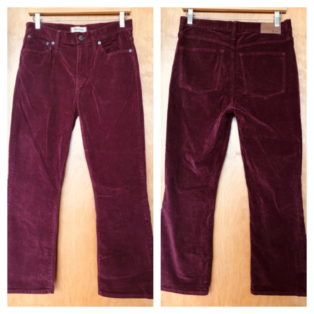 Madewell Cali Demi-Boot Pants Velour Pants size 29